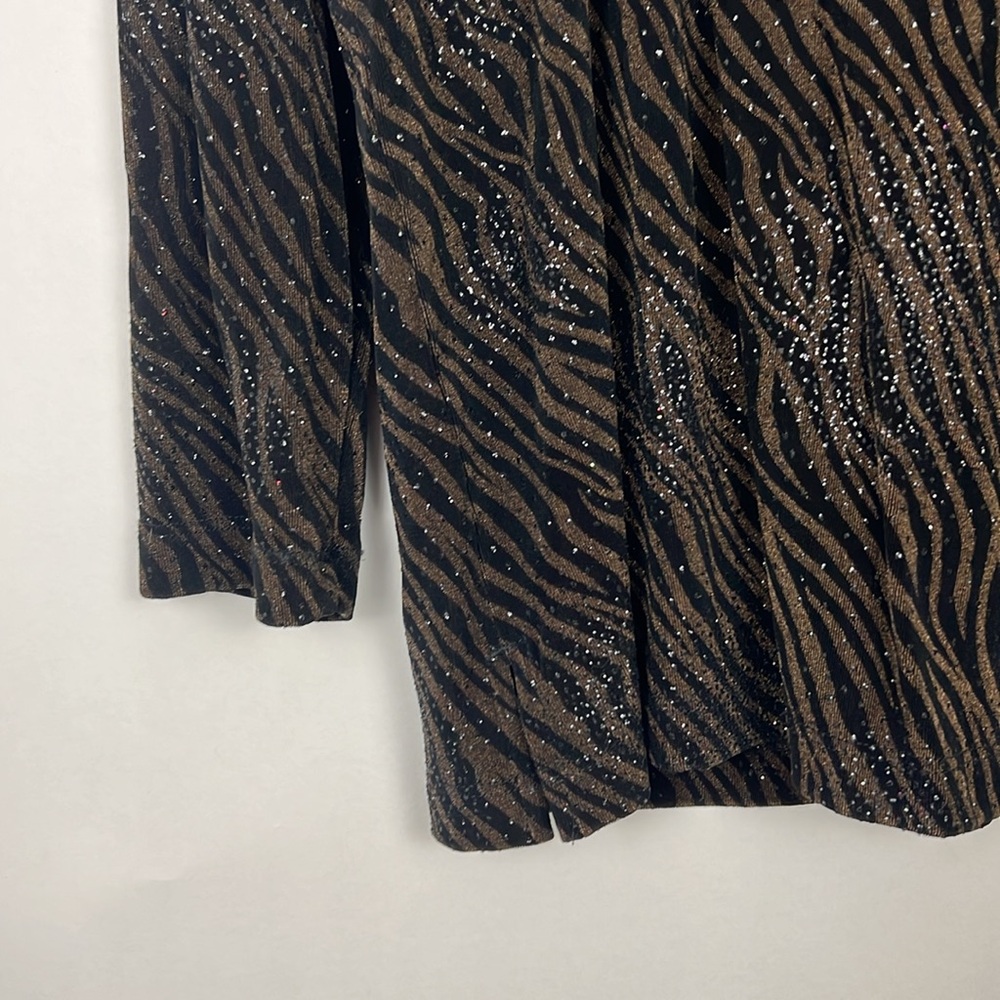 Chico's women’s top zebra pattern with shimmer in black and brown 2 - Picture 5 of 8